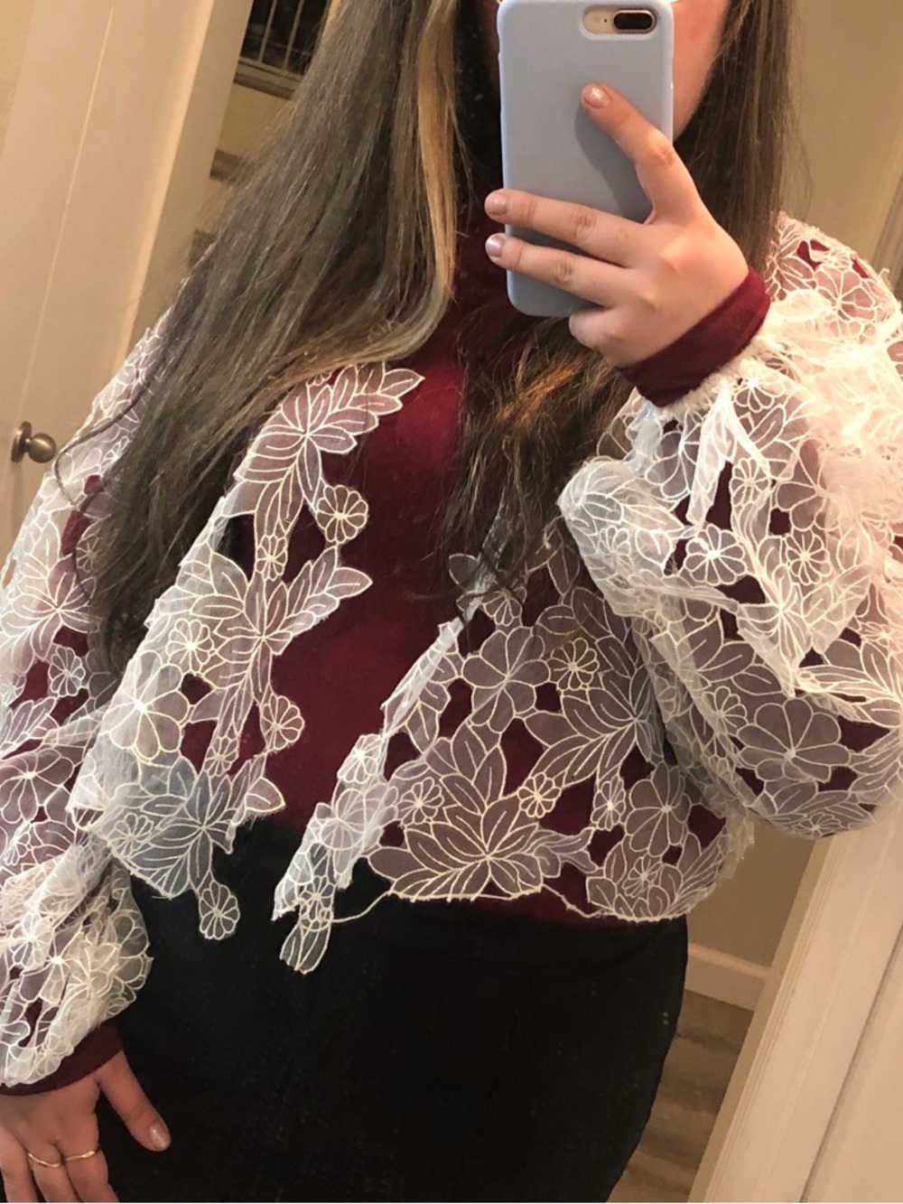 Lirika Matoshi White Floral Lace Overlay Jacket